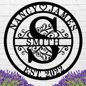 Custom Last Name Sign Personalized Family Name Sign Monogram Wall Decor Personalized Metal Sign