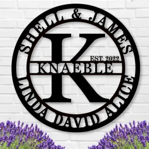Personalized Family Name Sign Custom Family Metal Signs Monogram Letters Wall Decor Personalized Name Signs for Home Decor Personalized Metal Sign