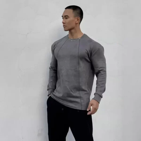 Mens Skinny Muscle Long Sleeve T-Shirt Gym Clothing Sports Fitness Tights Bodybuilding Casual Sweatshirts - Image 3