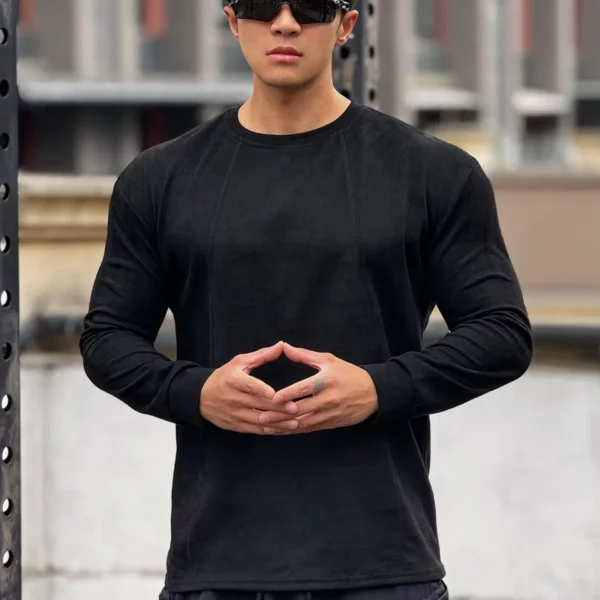 Mens Skinny Muscle Long Sleeve T-Shirt Gym Clothing Sports Fitness Tights Bodybuilding Casual Sweatshirts - Image 8