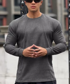 Mens Skinny Muscle Long Sleeve T-Shirt Gym Clothing Sports Fitness Tights Bodybuilding Casual Sweatshirts