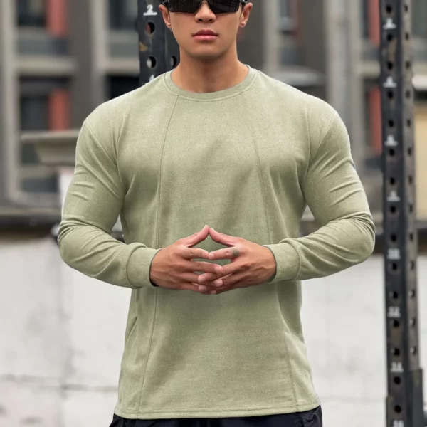 Mens Skinny Muscle Long Sleeve T-Shirt Gym Clothing Sports Fitness Tights Bodybuilding Casual Sweatshirts - Image 7