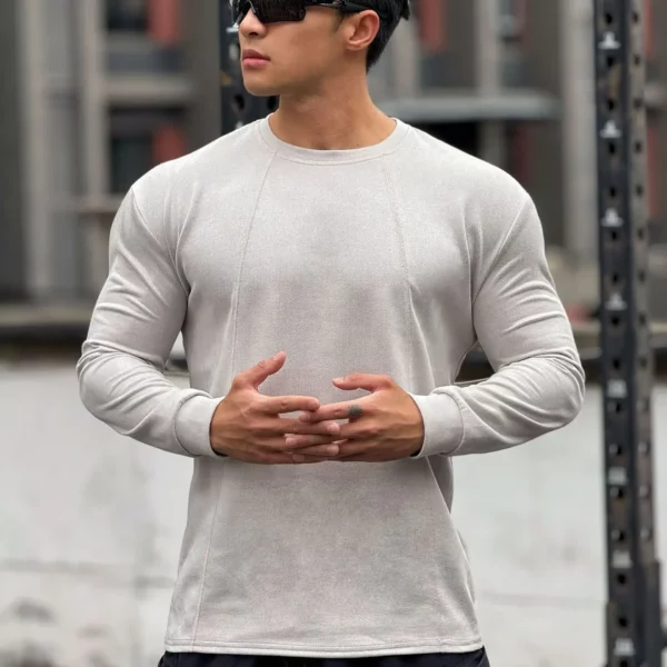 Mens Skinny Muscle Long Sleeve T-Shirt Gym Clothing Sports Fitness Tights Bodybuilding Casual Sweatshirts - Image 9