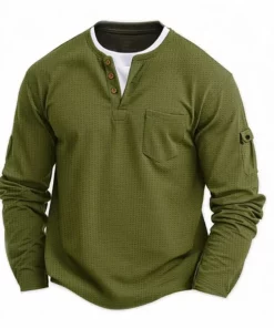 Polo Shirts Splicing Bottom Shirt Fake Two Double Layer V-Neck Men's Long Sleeve T-Shirt, Polo Shirts