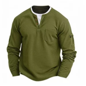 Polo Shirts Splicing Bottom Shirt Fake Two Double Layer V-Neck Men's Long Sleeve T-Shirt, Polo Shirts
