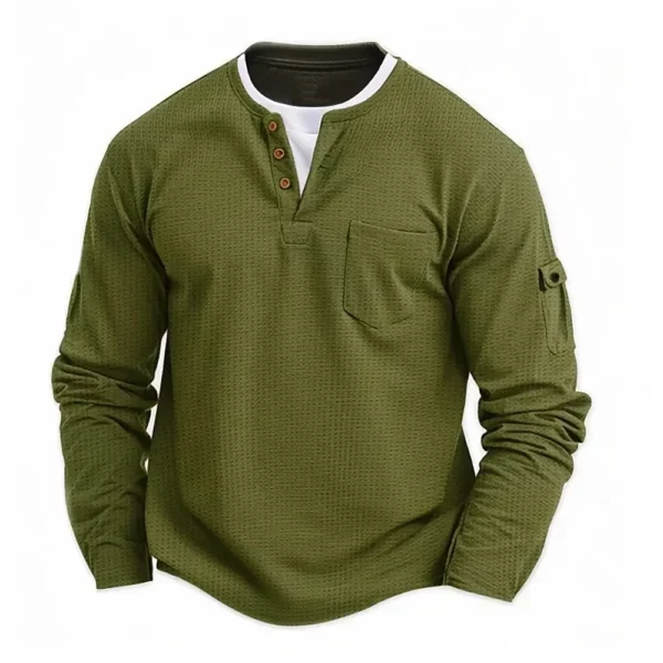 Polo Shirts Splicing Bottom Shirt Fake Two Double Layer V-Neck Men's Long Sleeve T-Shirt, Polo Shirts