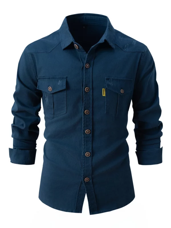 Men Stretch Casual Fashion Business Long Sleeve Men's Shirt Scratch Style
