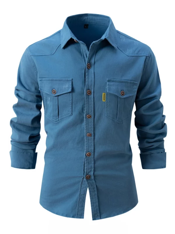 Men Stretch Casual Fashion Business Long Sleeve Men's Shirt Scratch Style - Image 3