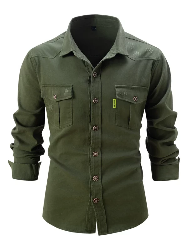 Men Stretch Casual Fashion Business Long Sleeve Men's Shirt Scratch Style - Image 5